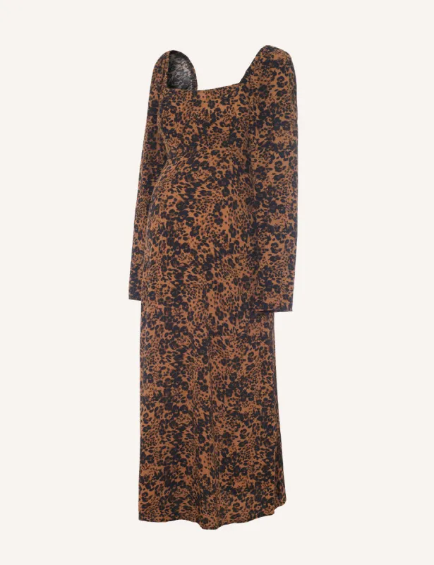 Maternity Leopard Print Abby Midi Dress sold by Nobody's Child