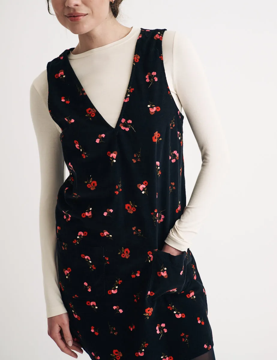 Black Floral Piper Mini Pinafore Dress sold by Nobody's Child product image thumbnail 2