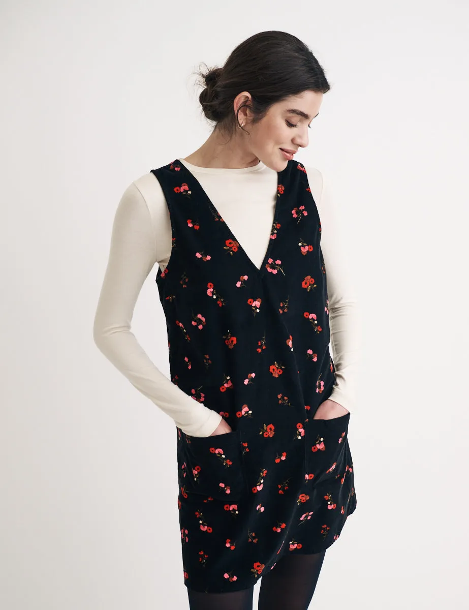 Black Floral Piper Mini Pinafore Dress sold by Nobody's Child product image thumbnail 3
