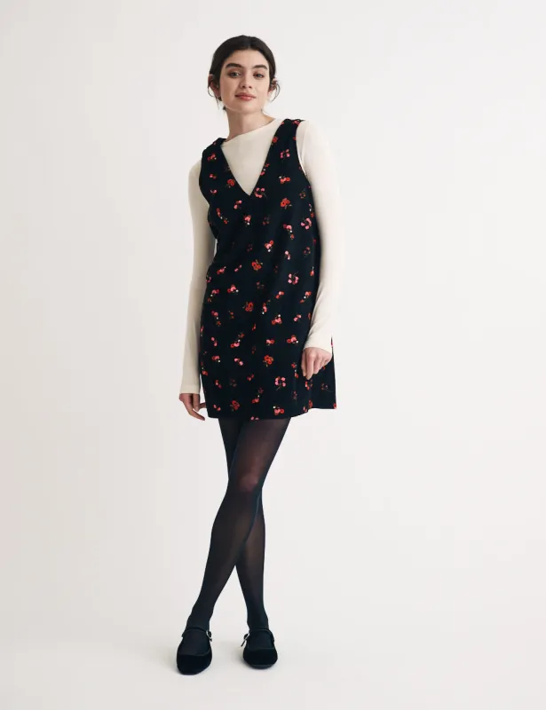 Black Floral Piper Mini Pinafore Dress sold by Nobody's Child