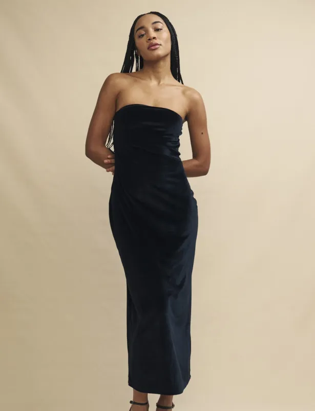 Black Velvet Bandeau Midaxi Dress sold by Nobody's Child
