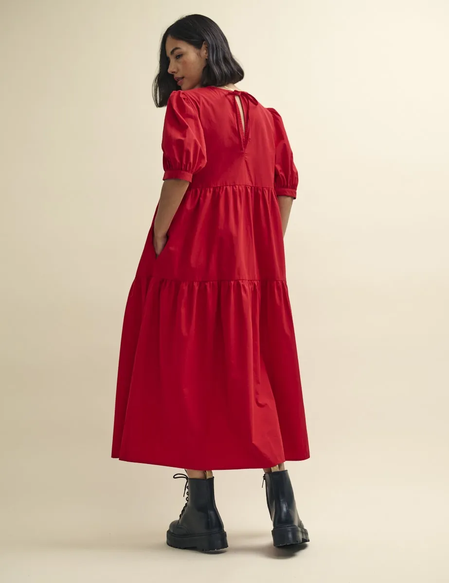 Red Rochelle Smock Midi Dress sold by Nobody's Child product image thumbnail 3