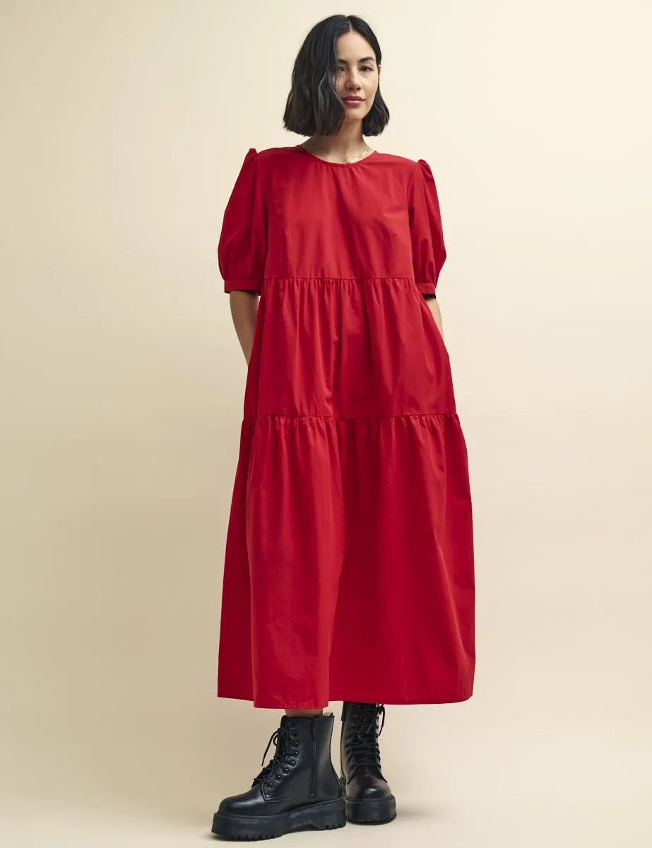 Red Rochelle Smock Midi Dress sold by Nobody's Child product image thumbnail 2