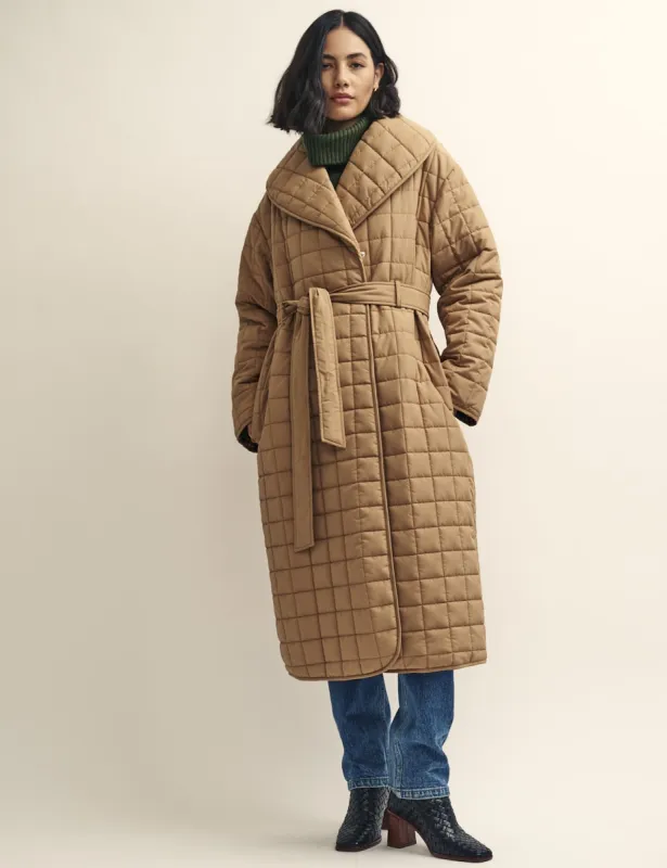 Camel Quilted Wrap Coat sold by Nobody's Child