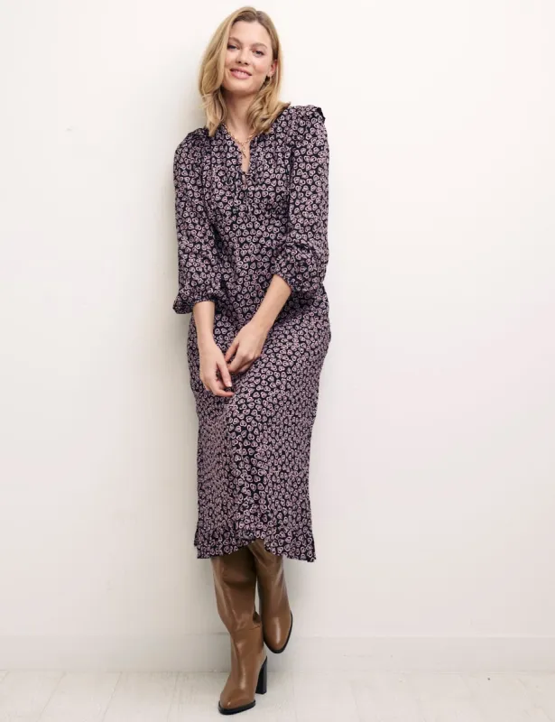 Black Heart Print Lila Midi Dress sold by Nobody's Child