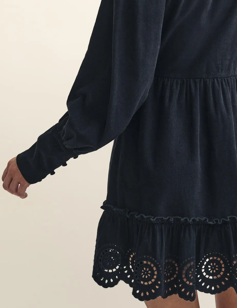 Black Cord Eyre Broderie Trim Smock Mini Dress sold by Nobody's Child product image thumbnail 4
