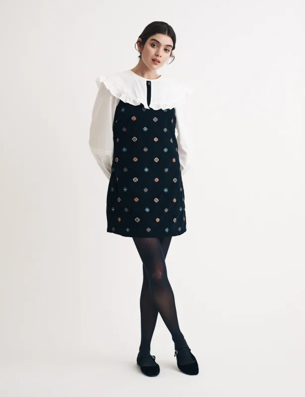 Black Cord Pepper Mini Pinafore Dress sold by Nobody's Child