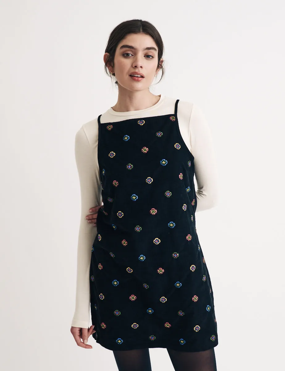 Black Cord Pepper Mini Pinafore Dress sold by Nobody's Child product image thumbnail 2