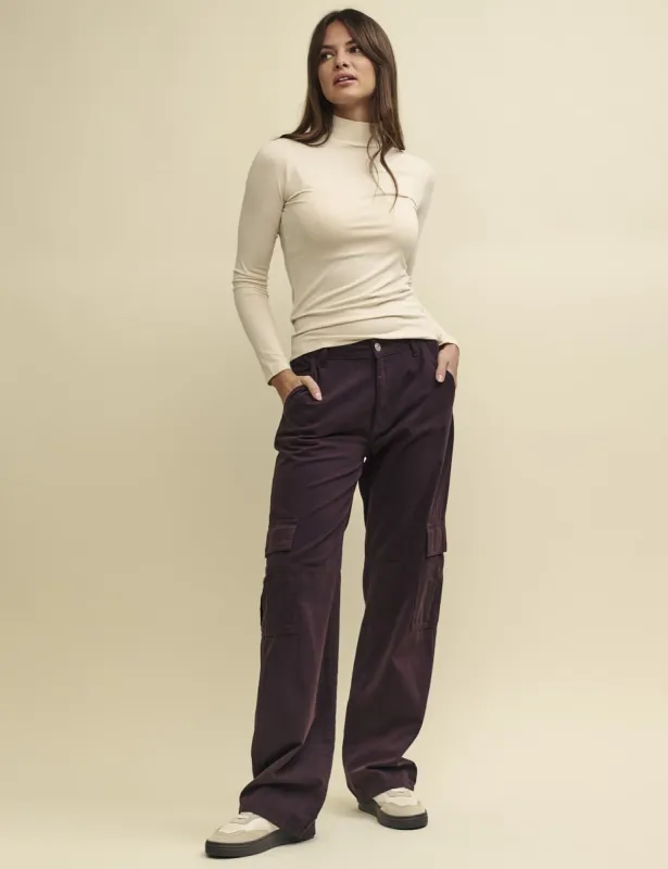 Brown Cargo Utility Straight Leg Twill Trousers sold by Nobody's Child