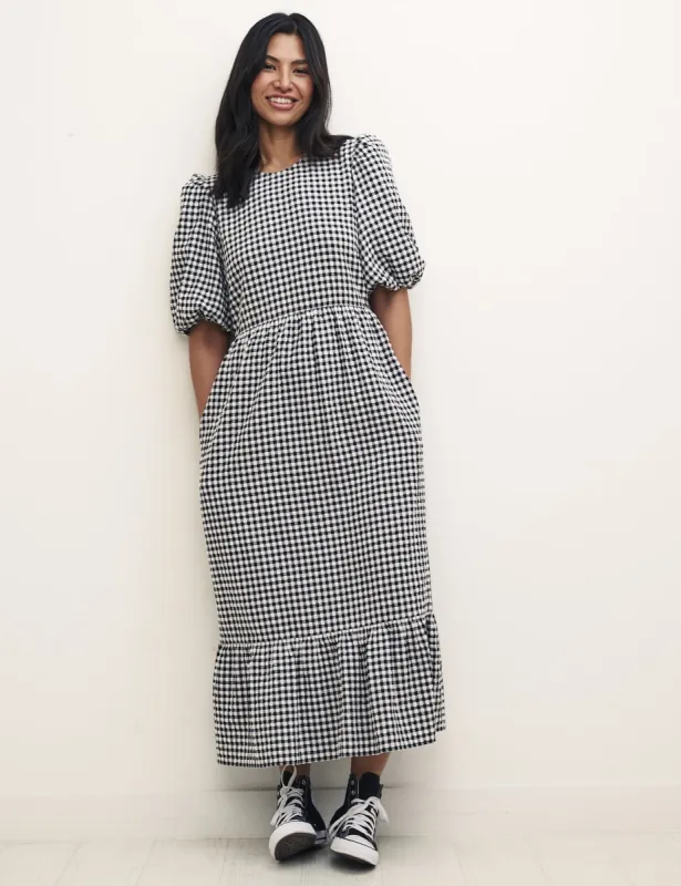 Black Gingham Maria Smock Midi Dress made by Nobody's Child