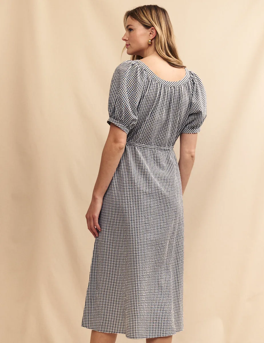 Black Gingham Button Down Jade Midi Dress sold by Nobody's Child product image thumbnail 4