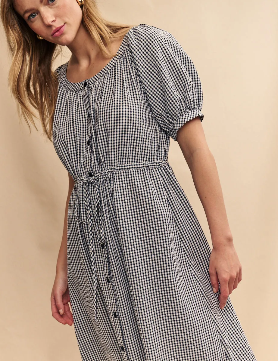 Black Gingham Button Down Jade Midi Dress sold by Nobody's Child product image thumbnail 2