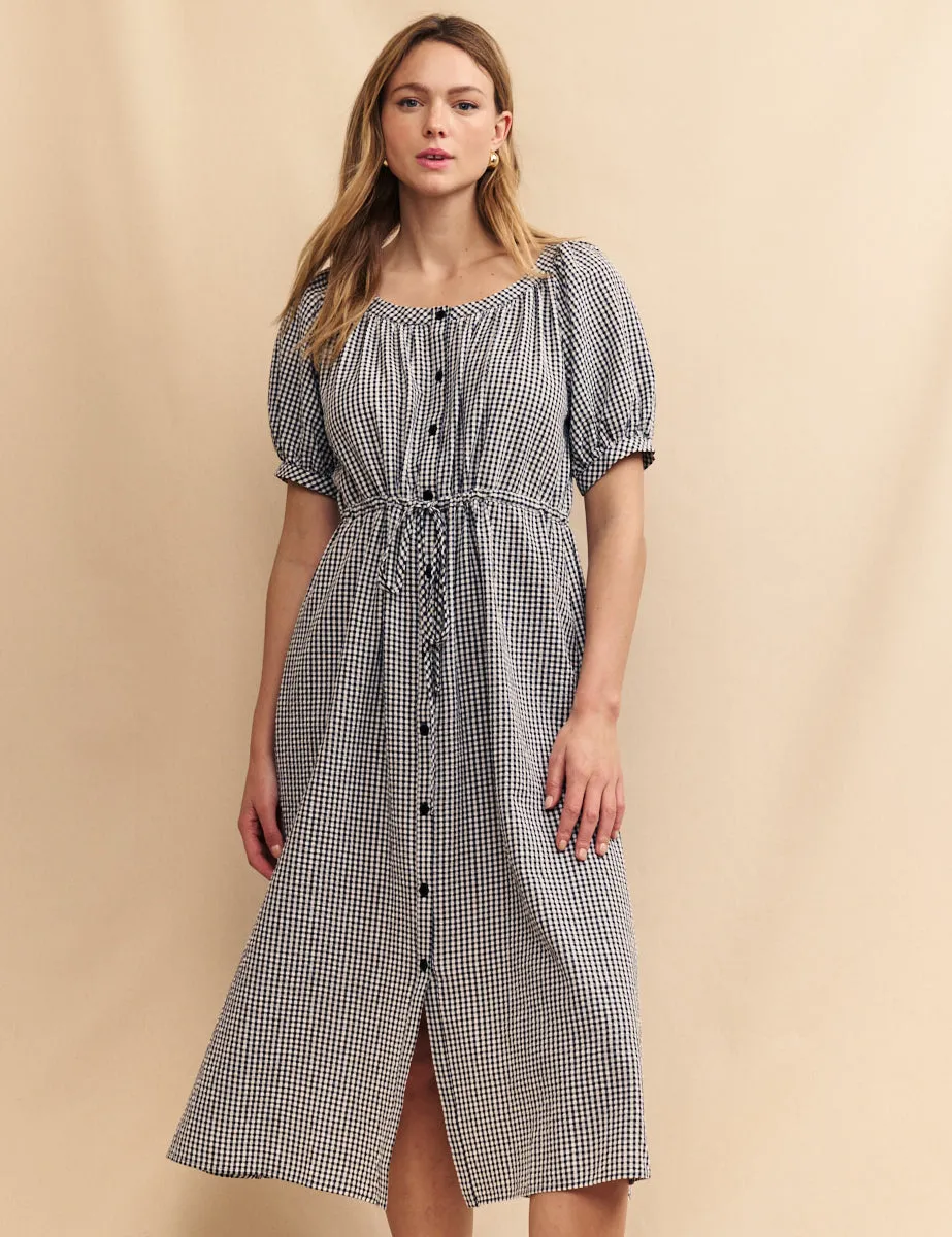 Black Gingham Button Down Jade Midi Dress sold by Nobody's Child product image thumbnail 3
