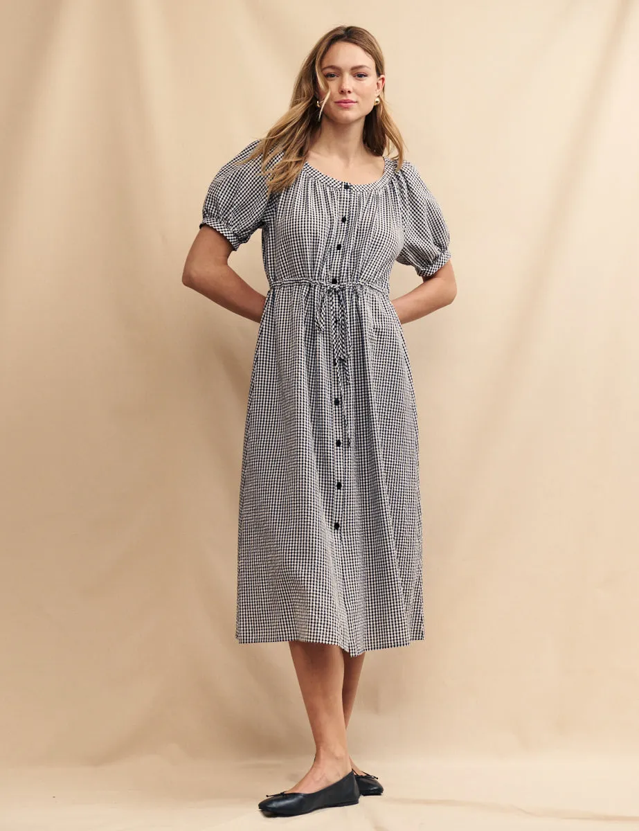 Black Gingham Button Down Jade Midi Dress sold by Nobody's Child
