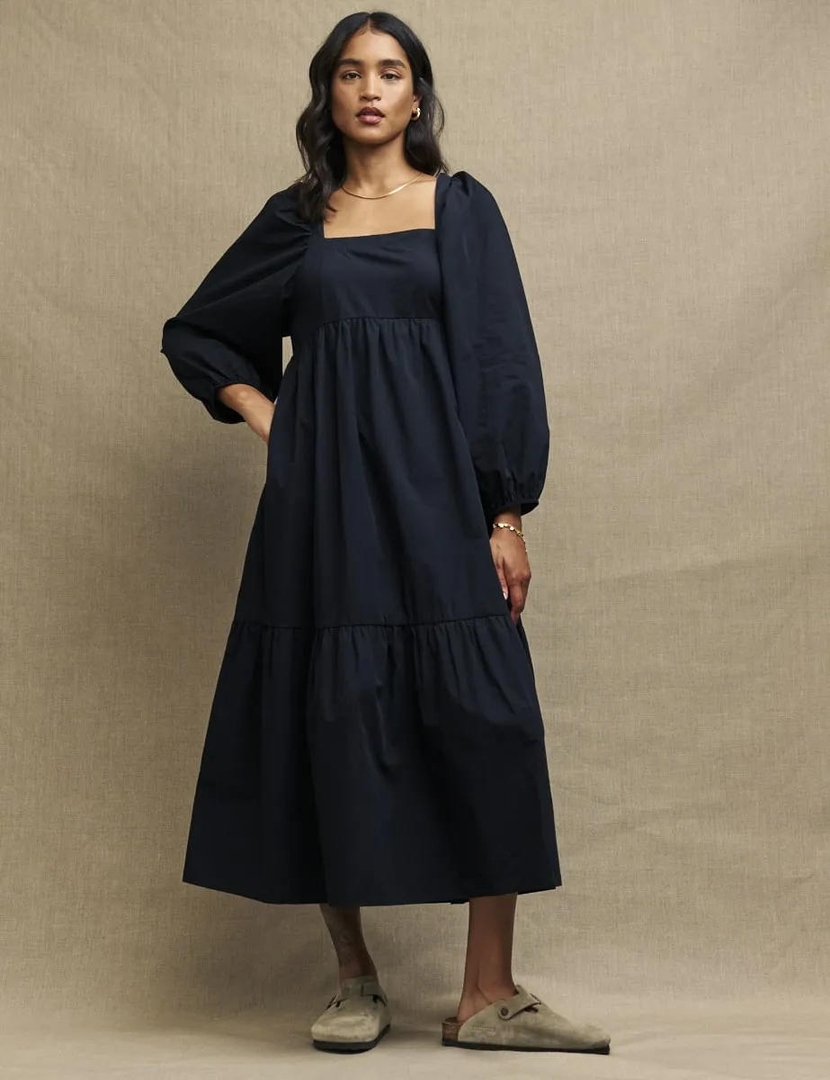 Black Long Sleeve Ayla Midi Dress sold by Nobody's Child