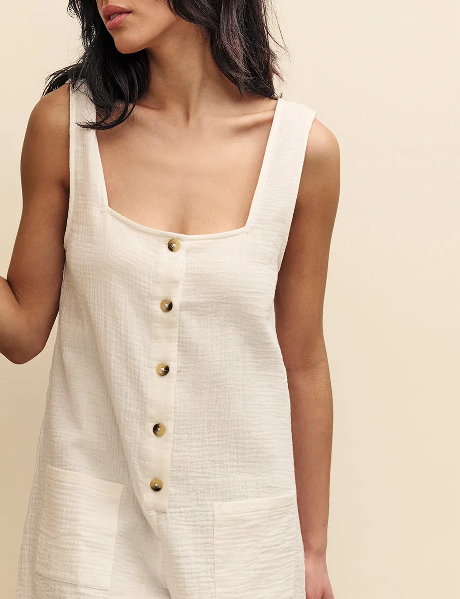 Cream Button Down Romper sold by Nobody's Child product image thumbnail 3