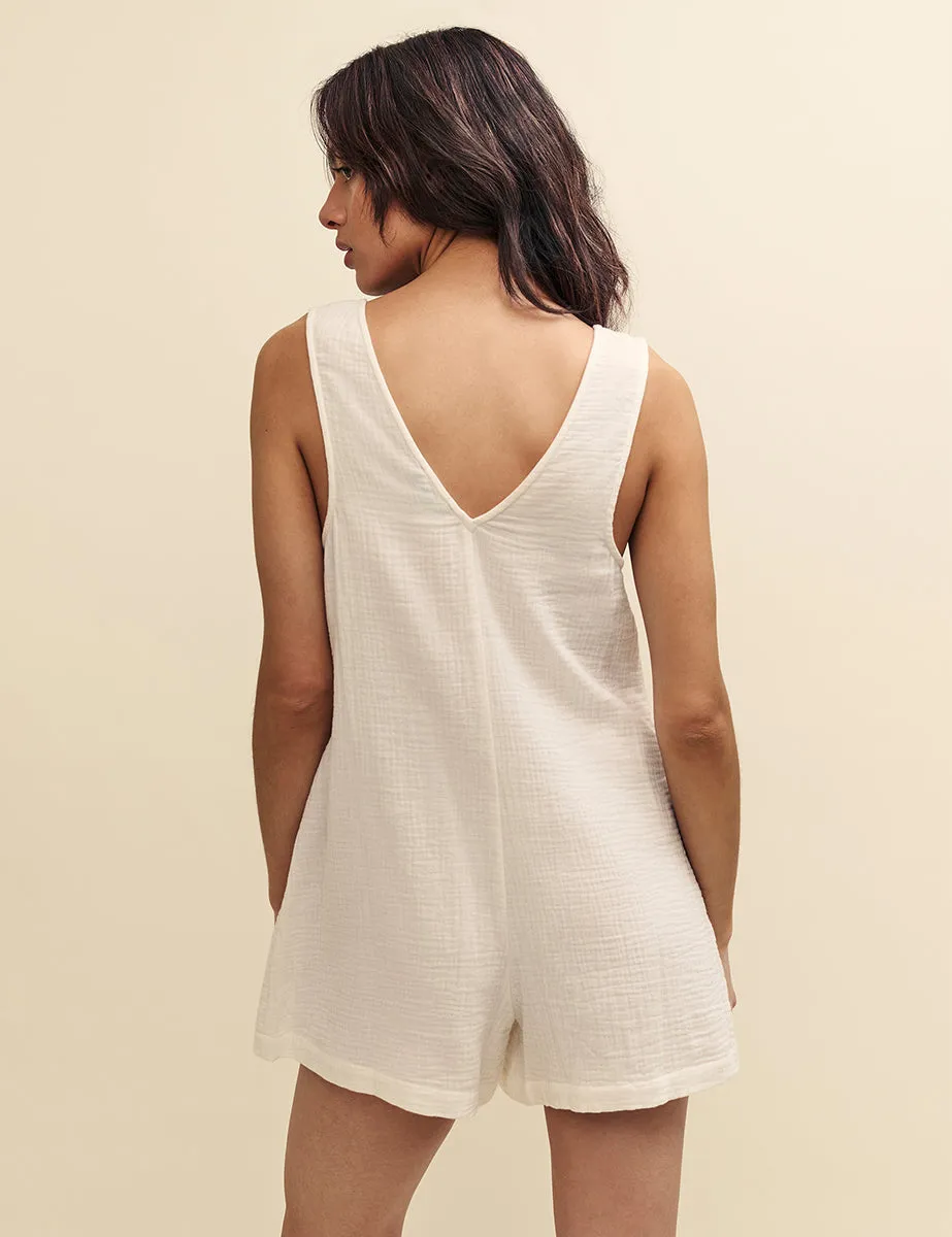 Cream Button Down Romper sold by Nobody's Child product image thumbnail 4