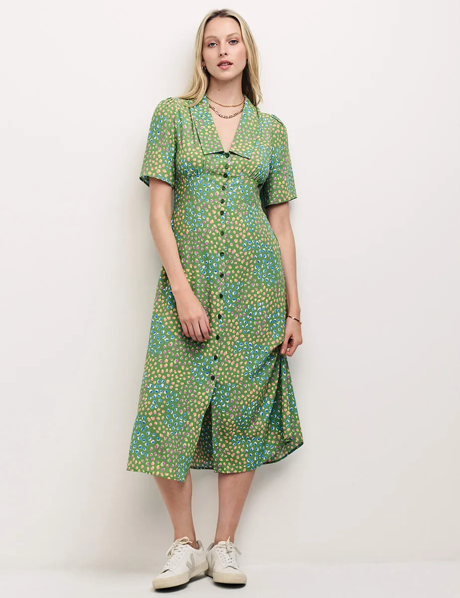 Green Spot Daisy Midi Shirt Dress sold by Nobody's Child