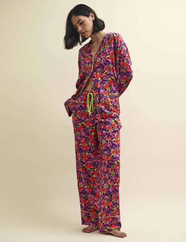 Bright Floral Collared Pyjama Trouser Set sold by Nobody's Child