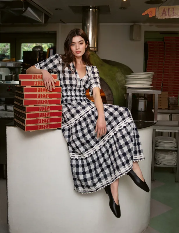 Black Check Zara Midi Dress sold by Nobody's Child