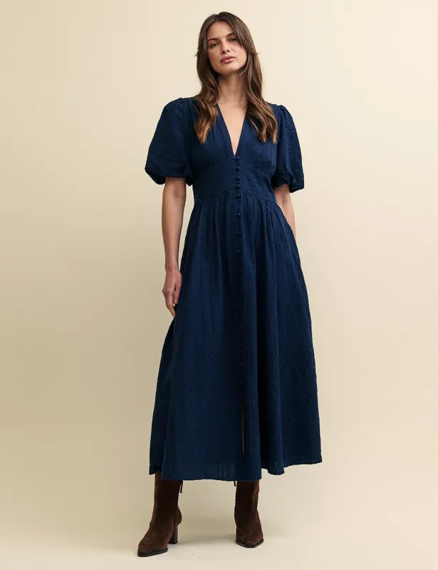 Navy Blue Starlight Midaxi Dress sold by Nobody's Child