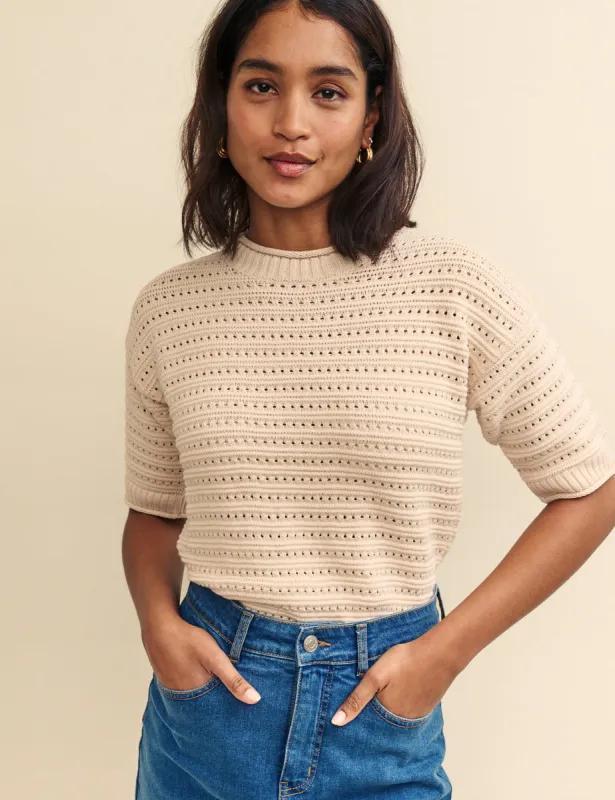 Cream Knitted T-shirt sold by Nobody's Child