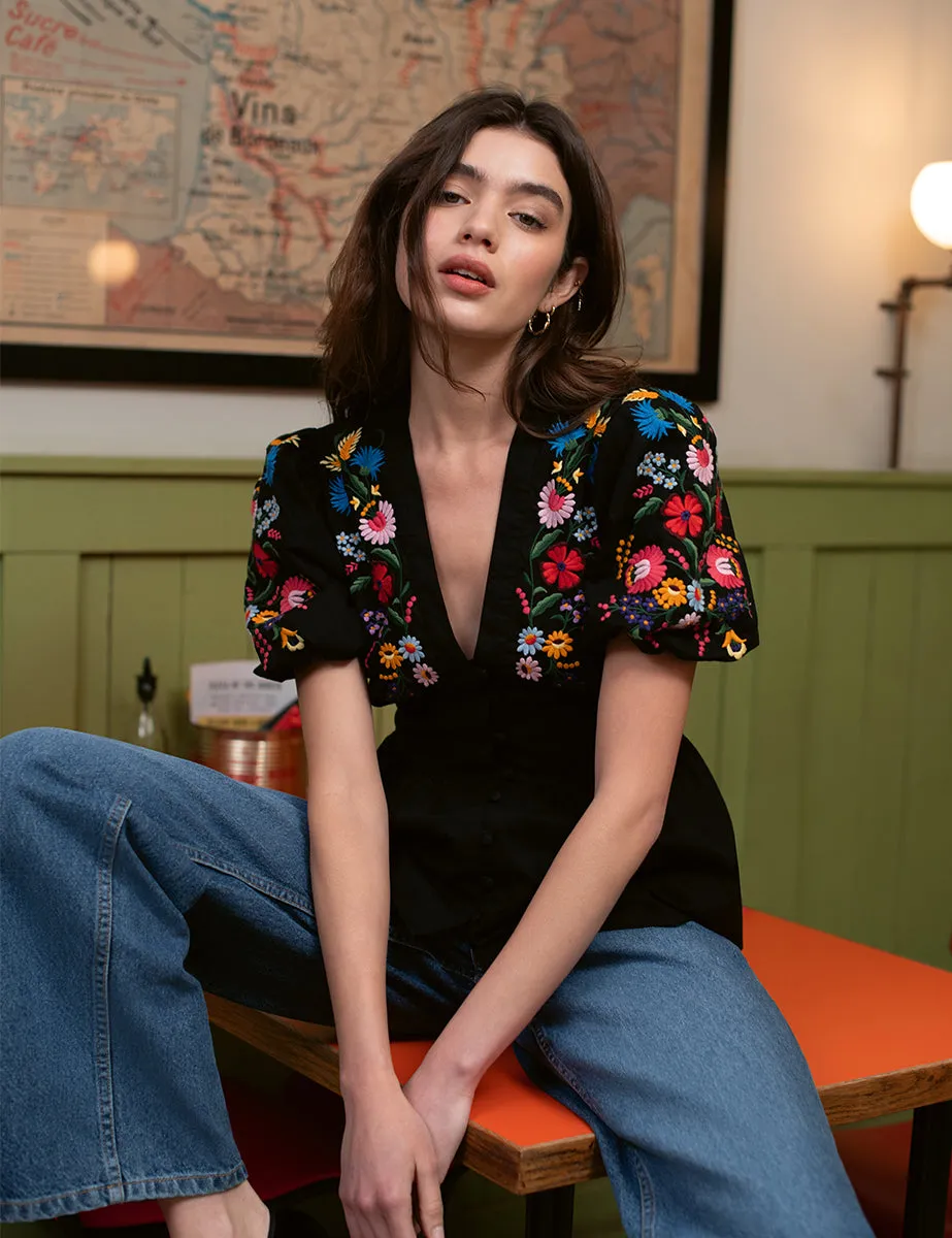 Black Embroidered Starlight Top sold by Nobody's Child product image thumbnail 2