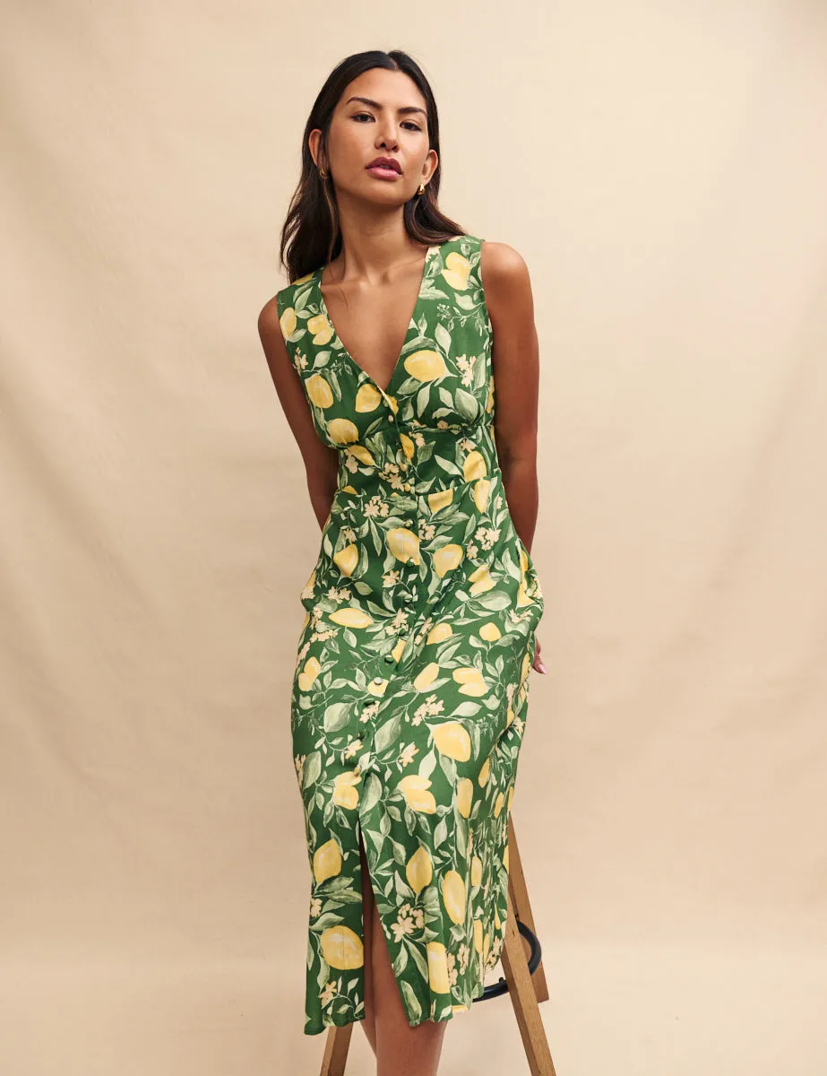 Petite Green Lemon Print Sandra Midi Dress sold by Nobody's Child product image thumbnail 3