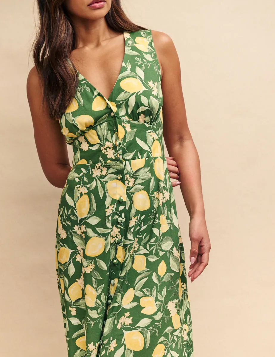 Petite Green Lemon Print Sandra Midi Dress sold by Nobody's Child product image thumbnail 2