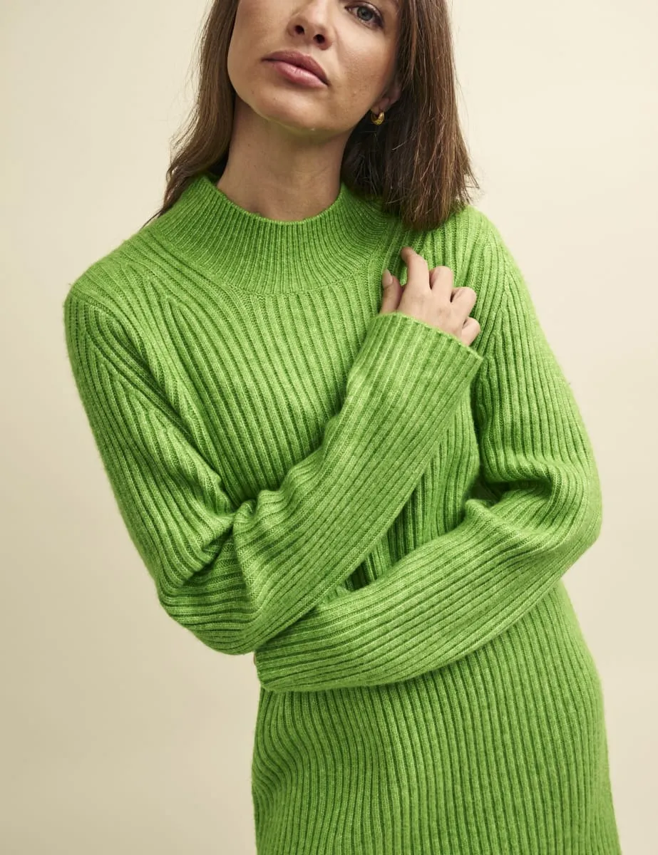 Fearne Cotton Lime Green Funnel Neck Rib Knitted Mini Dress sold by Nobody's Child product image thumbnail 4