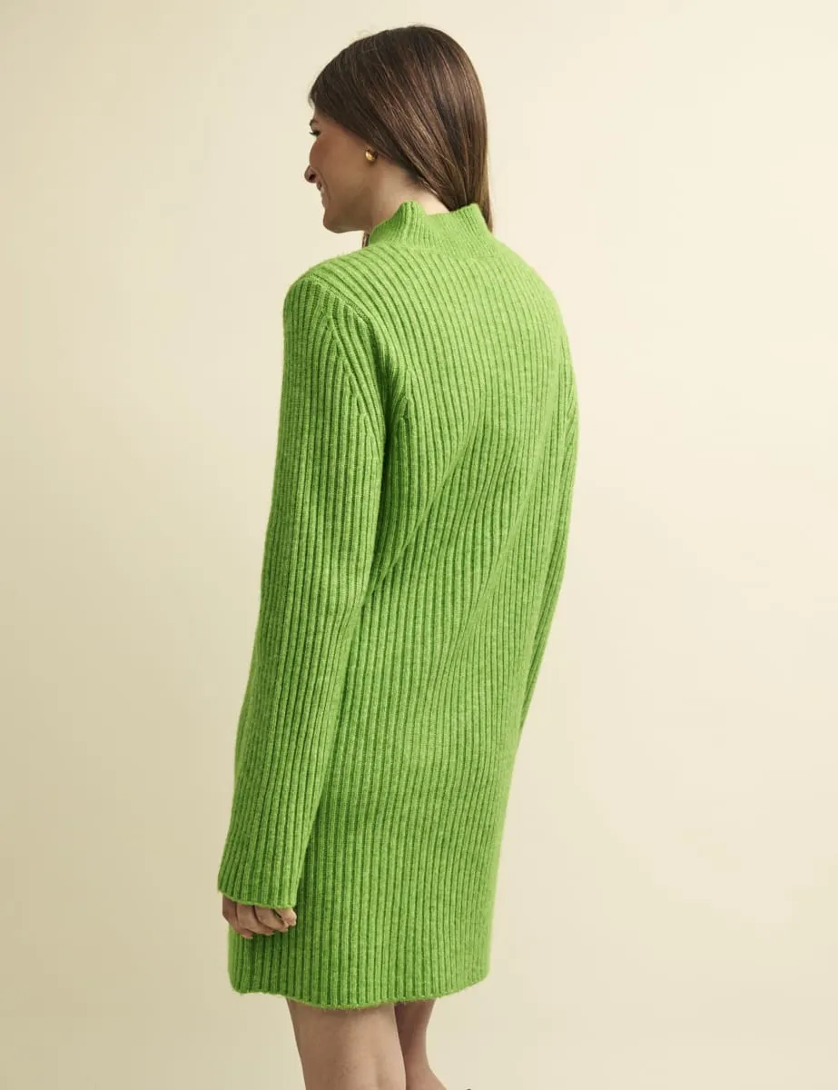 Fearne Cotton Lime Green Funnel Neck Rib Knitted Mini Dress sold by Nobody's Child product image thumbnail 3
