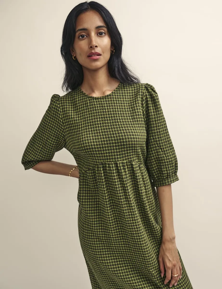 Khaki Green Gingham Check Rachel Midi Dress sold by Nobody's Child product image thumbnail 2