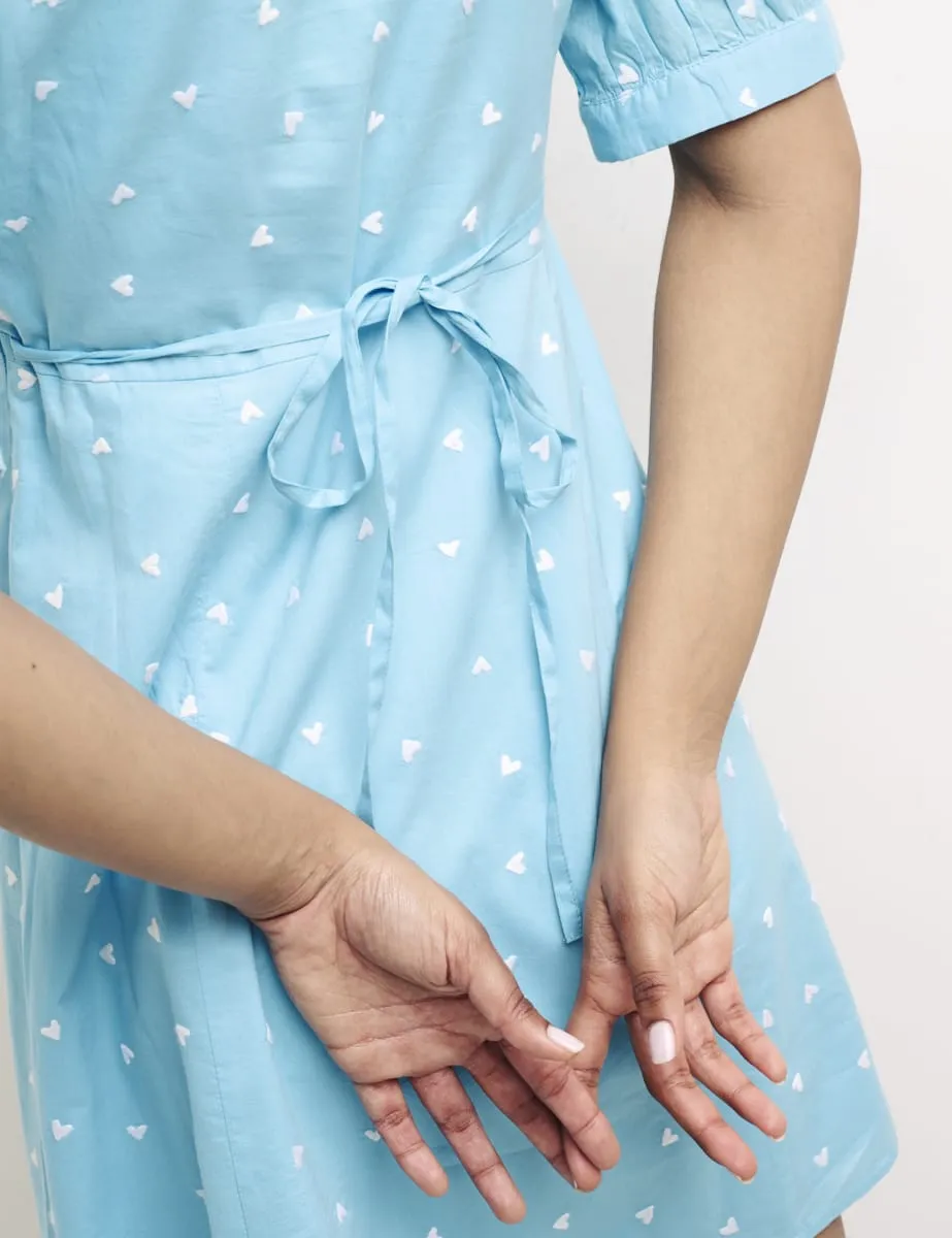 Blue Heart Embroidered Mini Dress sold by Nobody's Child product image thumbnail 3