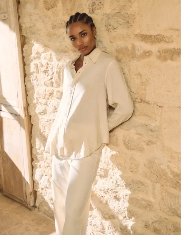 Cream Linen-blend Oversized Shirt sold by Nobody's Child