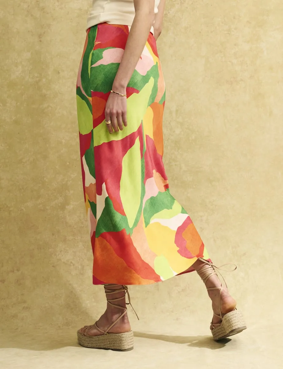 Abstract Leaf Print Mila Midi Skirt sold by Nobody's Child product image thumbnail 4