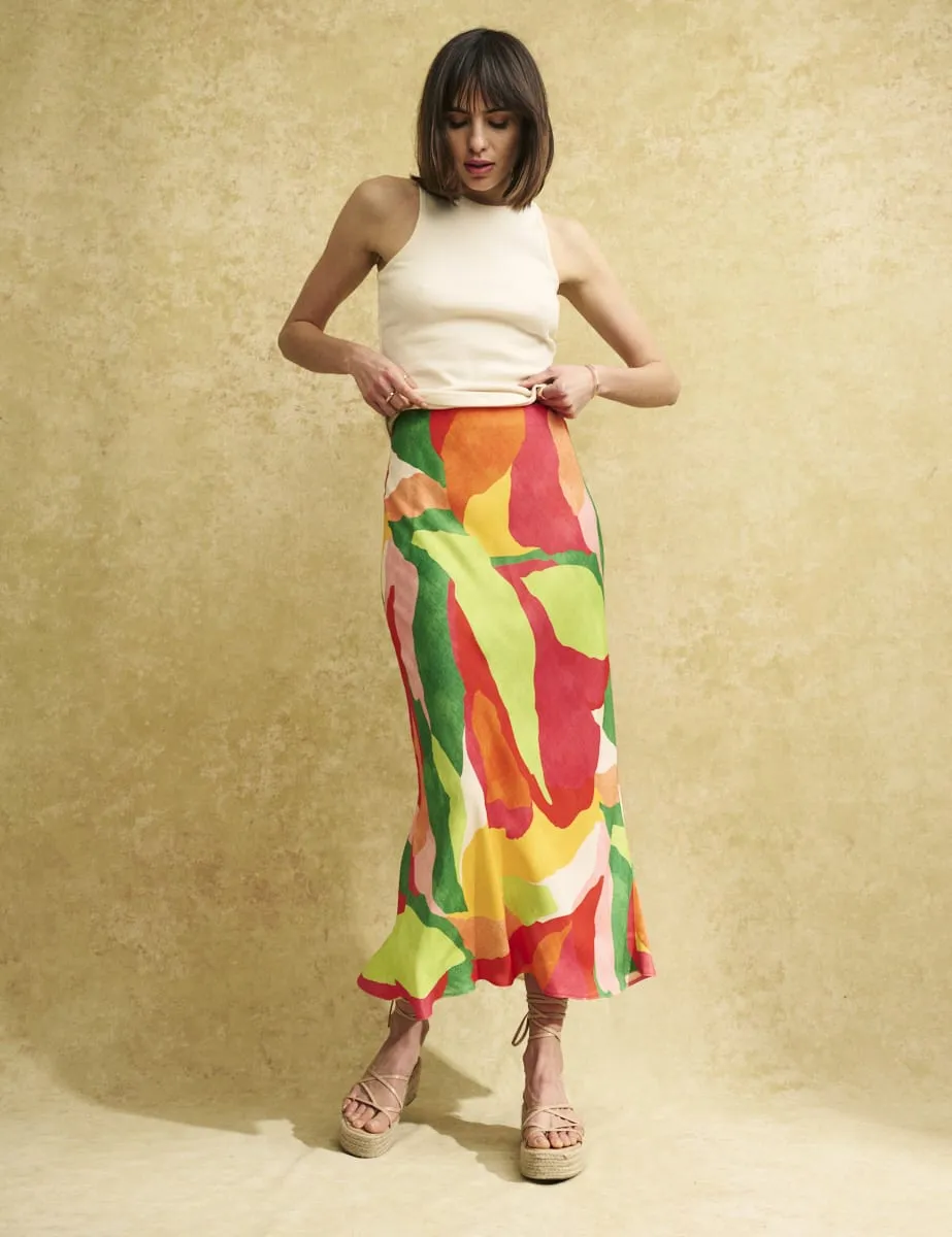 Abstract Leaf Print Mila Midi Skirt sold by Nobody's Child product image thumbnail 2