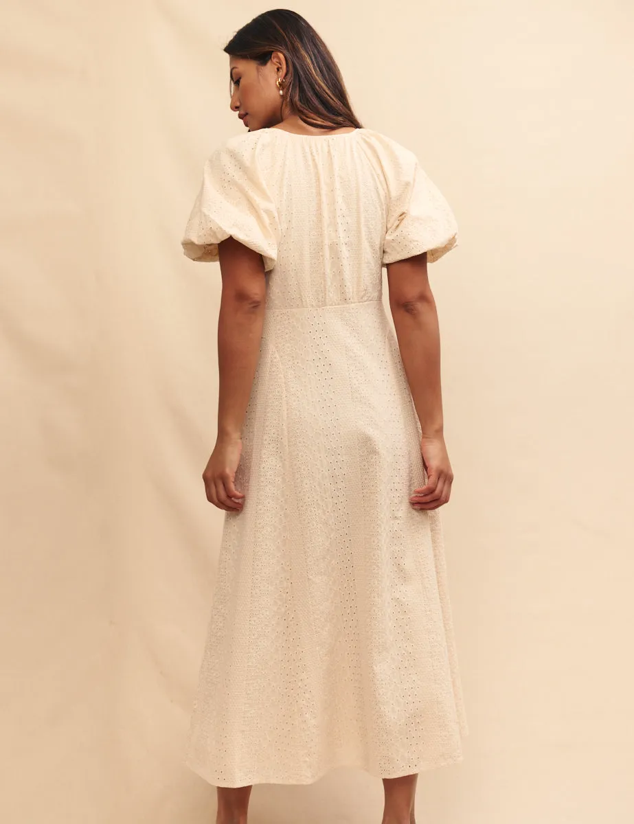 Cream Broderie Angelica Midi Dress sold by Nobody's Child product image thumbnail 4