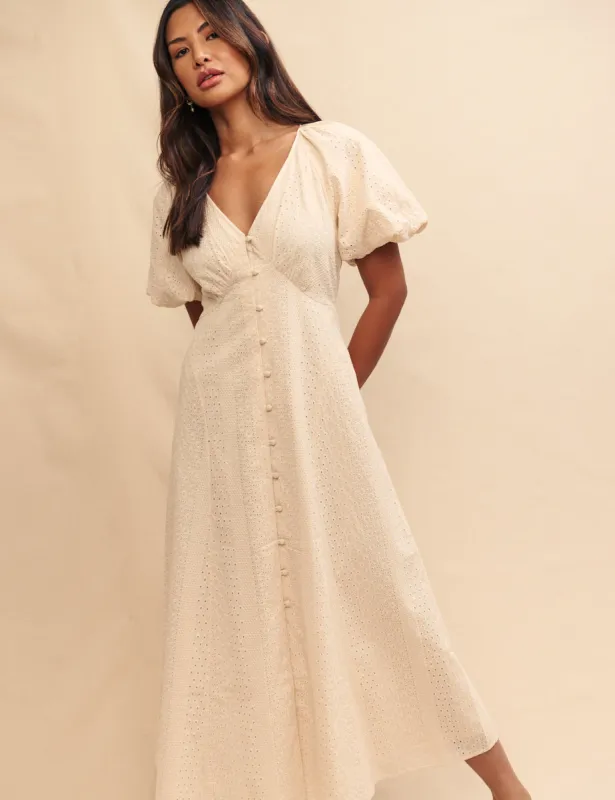 Cream Broderie Angelica Midi Dress sold by Nobody's Child