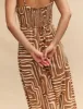 Brown Linen-blend Abstract Maddy Midi Dress sold by Nobody's Child