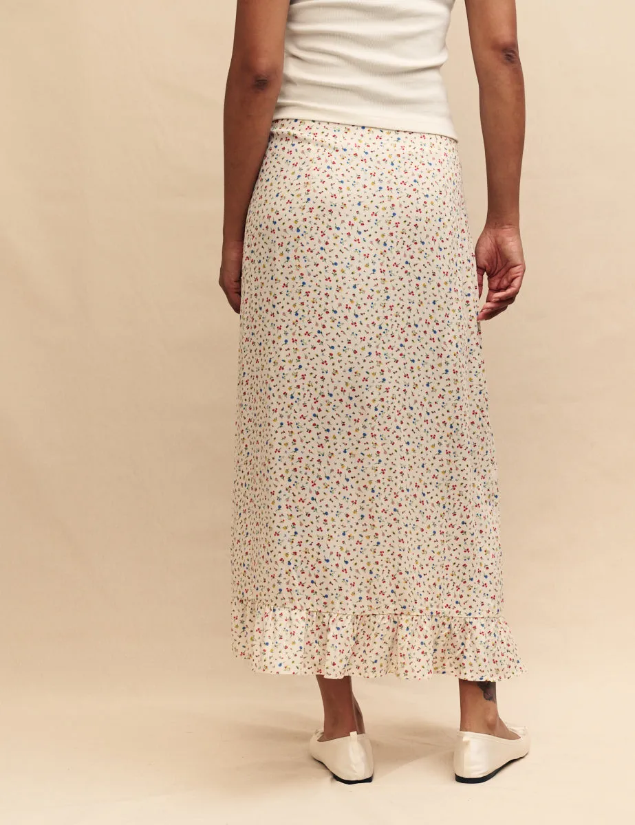 White Ditsy Floral Annalise Midi Skirt sold by Nobody's Child product image thumbnail 4