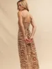 Brown Linen-blend Abstract Maddy Midi Dress sold by Nobody's Child