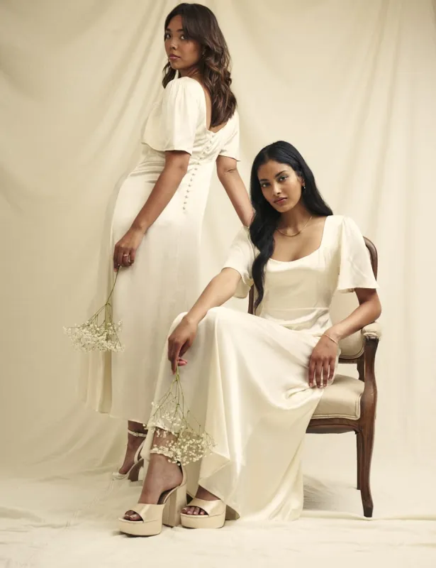 Ivory Satin Becca Bridesmaid Midaxi Dress sold by Nobody's Child