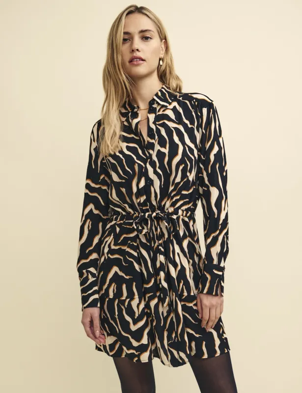 Animal Print Tie Waist Mia Mini Shirt Dress sold by Nobody's Child