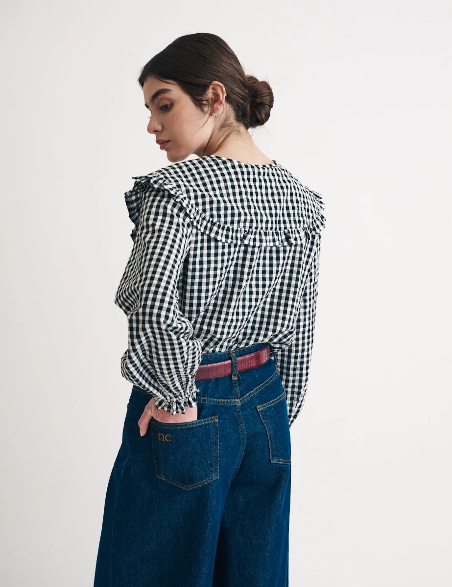 Black Gingham Peter Pan Collar Blouse sold by Nobody's Child product image thumbnail 4