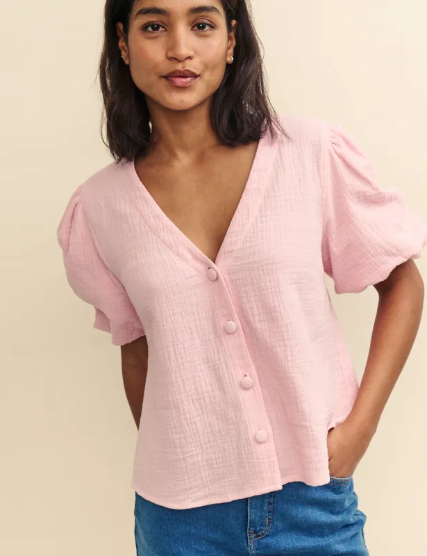 Pink Puff Sleeve Blouse sold by Nobody's Child