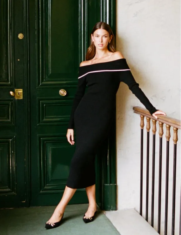 Black Bardot Knitted Midi Dress sold by Nobody's Child