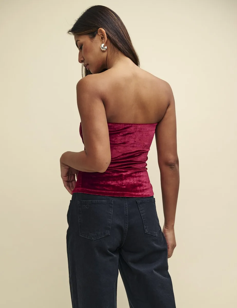Burgundy Velvet Bandeau Top sold by Nobody's Child product image thumbnail 3