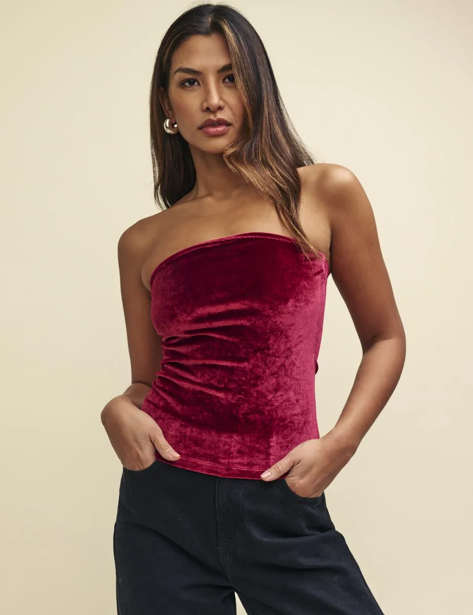 Burgundy Velvet Bandeau Top sold by Nobody's Child