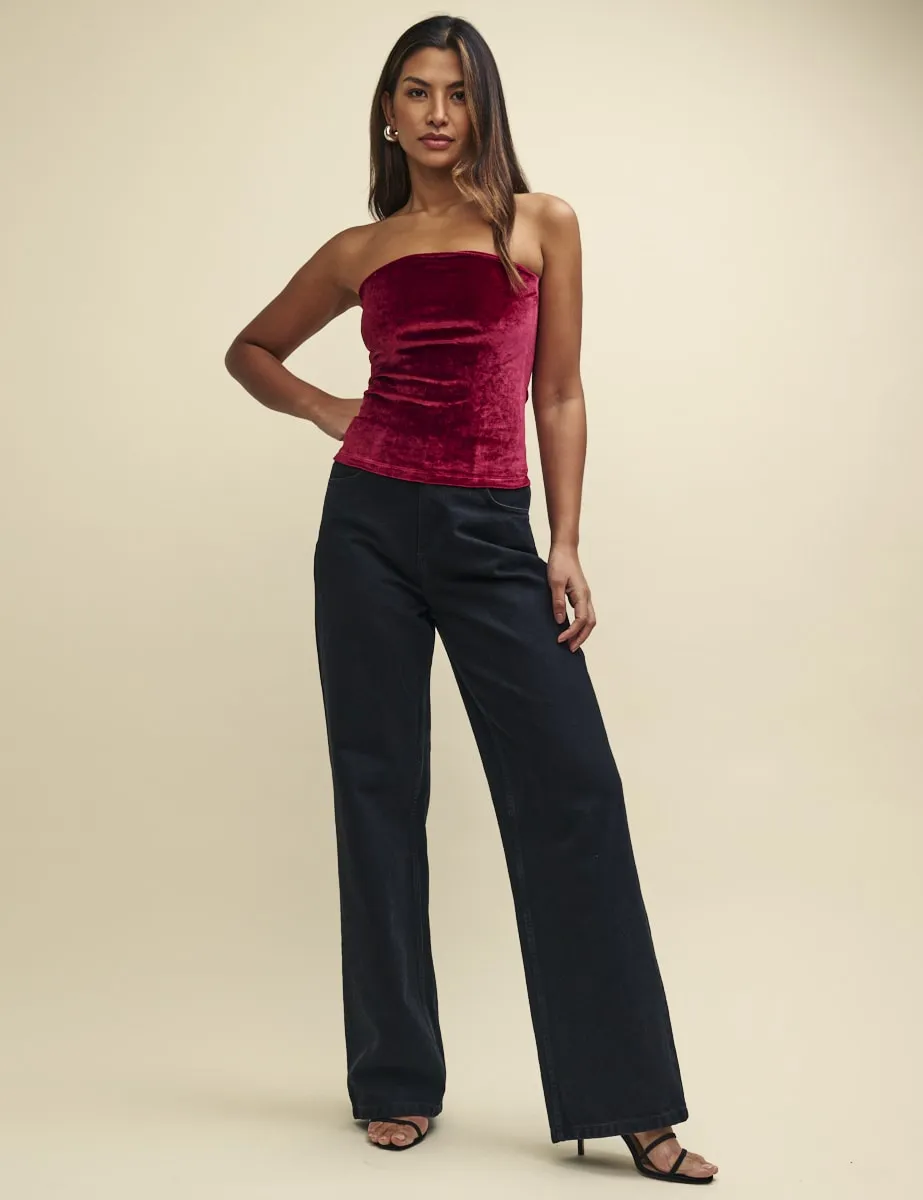 Burgundy Velvet Bandeau Top sold by Nobody's Child product image thumbnail 2