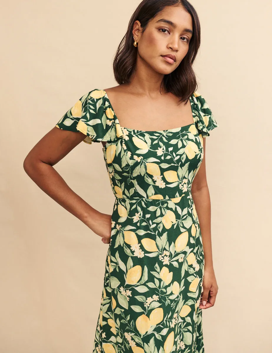 Green Lemon Print Elsie Midi Dress sold by Nobody's Child product image thumbnail 2